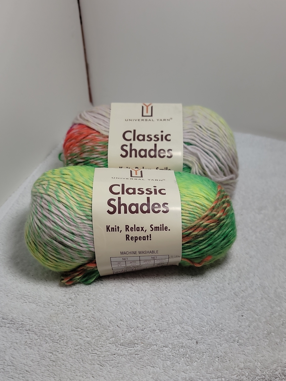 Universal Yarn Classic Shades Multicolor Yarn - Green, Yellow, Pink 2 Skeins NWT